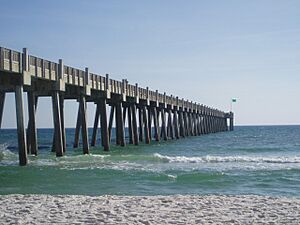 The beach at Gulf Pier in Pensacola Beach, Florida