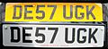 United Kingdom license plate DE57 UGK front and back