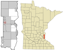 Location of the city of Willerniewithin Washington County, Minnesota