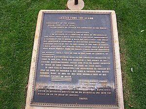 William Barret Travis Letter From the Alamo plaque