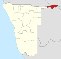 Location of the Zambezi Region in Namibia