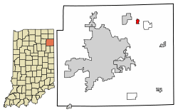 Location of Grabill in Allen County, Indiana.