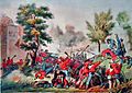 Battaglia del Volturno - combattimento di Porta Romana, verso Santa Maria Maggiore - Perrin - litografia - 1861 (01)