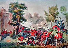 Battaglia del Volturno - combattimento di Porta Romana, verso Santa Maria Maggiore - Perrin - litografia - 1861 (01)