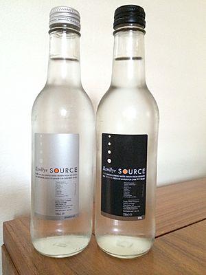 Bottles of Llanllyr mineral water