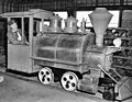 Bud Hurlbut in Calico Mine Ride engine, Knott's Berry Farm, circa 1960