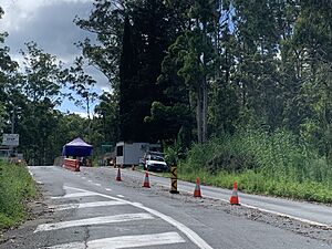 COVID-19 border checkpoint on the Mount Lindesay Highway from Queensland to New South Wales, 16 January 2022
