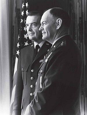 Chairman of The Joint Chiefs of Staff General George S. Brown and Air Force Chief of Staff General David C. Jones