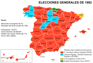 Elecciones generales españolas de 1982 - distribución del voto