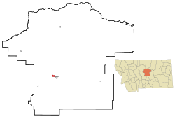 Location of Lewistown Heights, Montana