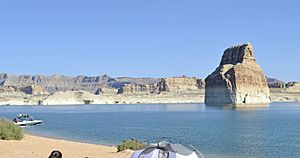 Glen Canyon National Recreation Area - Lake Powell - Camping at Lone Rock Beach (cropped)