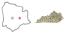 Location in Knott County, Kentucky