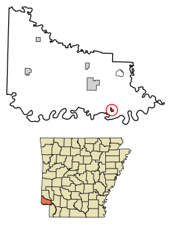 Location of Ogden in Little River County, Arkansas