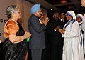 Manmohan Singh meeting the nuns from missionaries of charity at a reception for Indian community hosted by the Indian High Commissioner, in Dar es Salaam, Tanzania. Smt. Gursharan Kaur