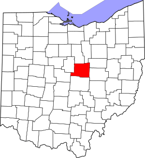 Map of Ohio highlighting Knox County