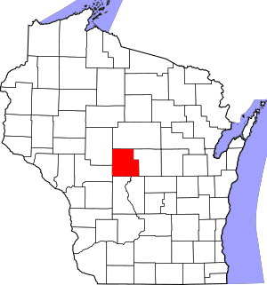 Map of Wisconsin highlighting Wood County