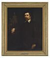 Margaret Thomas' portrait of Charles Summers in front of Burke & Wills Sculpt