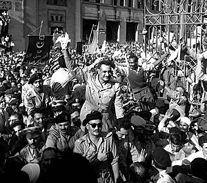 Nasser and RCC members welcomed by Alexandria, 1954