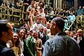 Obama greets the cast and crew of Hamilton musical, 2015