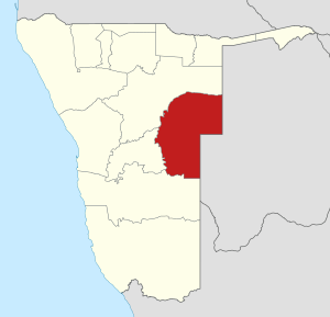 Location of the Omaheke Region in Namibia