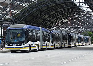 Onibus articulados no terminal