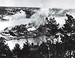 Oscarsborg Fortress under air attack, 9 April, 1940