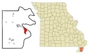 Location within Pemiscot County and Missouri