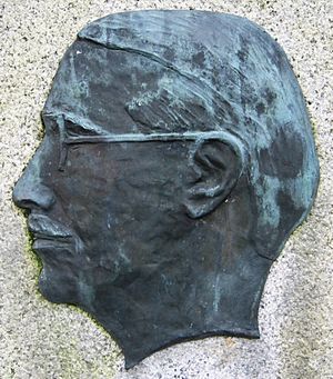 Portrait relief of swedish author Frank Heller lund sweden