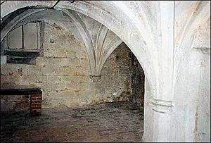 Rib vaulted Crypt, part of the original priory over which the house is built.jpg