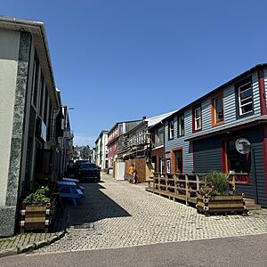 Rue Albert Briand, Saint-Pierre's pedestrianized street lined with bars and restaurants