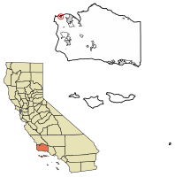 Location of Guadalupe in Santa Barbara County, California.