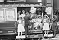 Scranton supporters ride a decorated San Francisco trolley car during RNC (cropped1)