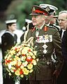 Sir Phillip Bennett preparing to lay wreath, May 7, 1992