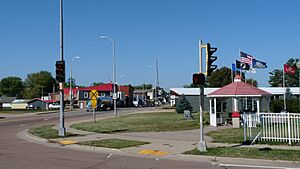 Looking west at the downtown from intersection of WIS13 and WIS98