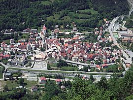 A view of the village from the hillside to the east