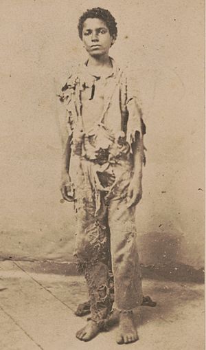 Taylor, young drummer boy for 78th Colored Troops Infantry, in rags LCCN2017659601 (cropped)