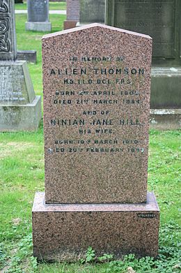 The grave of Allen Thomson, Dean Cemetery, Edinburgh