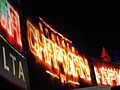 The scoreboard of Yankee Stadium "on fire" for the entrance of Aroldis Chapman