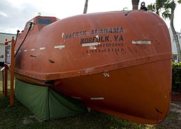 US Navy 091107-N-8689C-001 The life raft from the container ship MV Maersk Alabama that Capt. Richard Phillips was held captive in by Somali pirates is on permanent display at the National Navy UDT-SEAL Museum in Fort Pierce, F