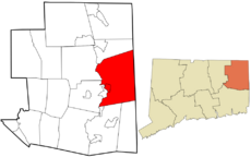 Killingly's location within Windham County and Connecticut