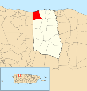 Location of Yeguada within the municipality of Camuy shown in red