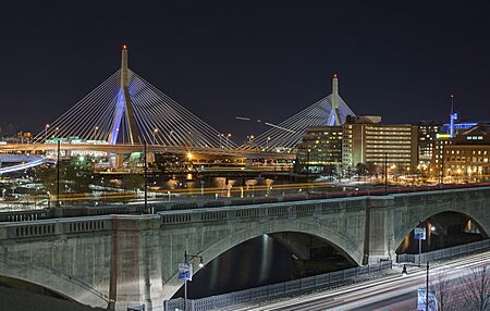 Zakim Bridge from Museum of Science Roof - 2014-02-09