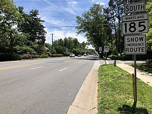 2019-06-12 13 29 34 View south along Maryland State Route 185 (Connecticut Avenue) just south of Maryland State Route 410 (East-West Highway) within the Town of Chevy Chase, Montgomery County, Maryland
