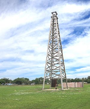 A replica of the Lucas Spindletop Gusher