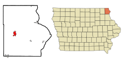 Location of Waukon within County and State