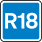 Blue rectangle with R18 in centre
