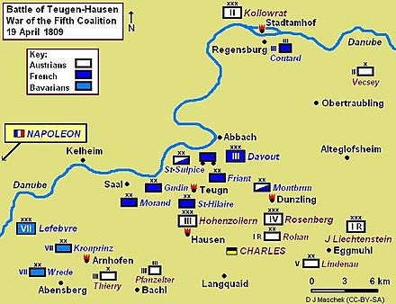 Battle of Teugen-Hausen Map 1809