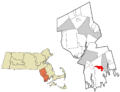 Bristol County Massachusetts incorporated and unincorporated areas Smith Mills highlighted