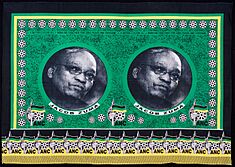 COLLECTIE TROPENMUSEUM Doek met afbeeldingen van Jacob Zuma TMnr 6369-4