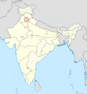 Chandigarh in India (disputed hatched)